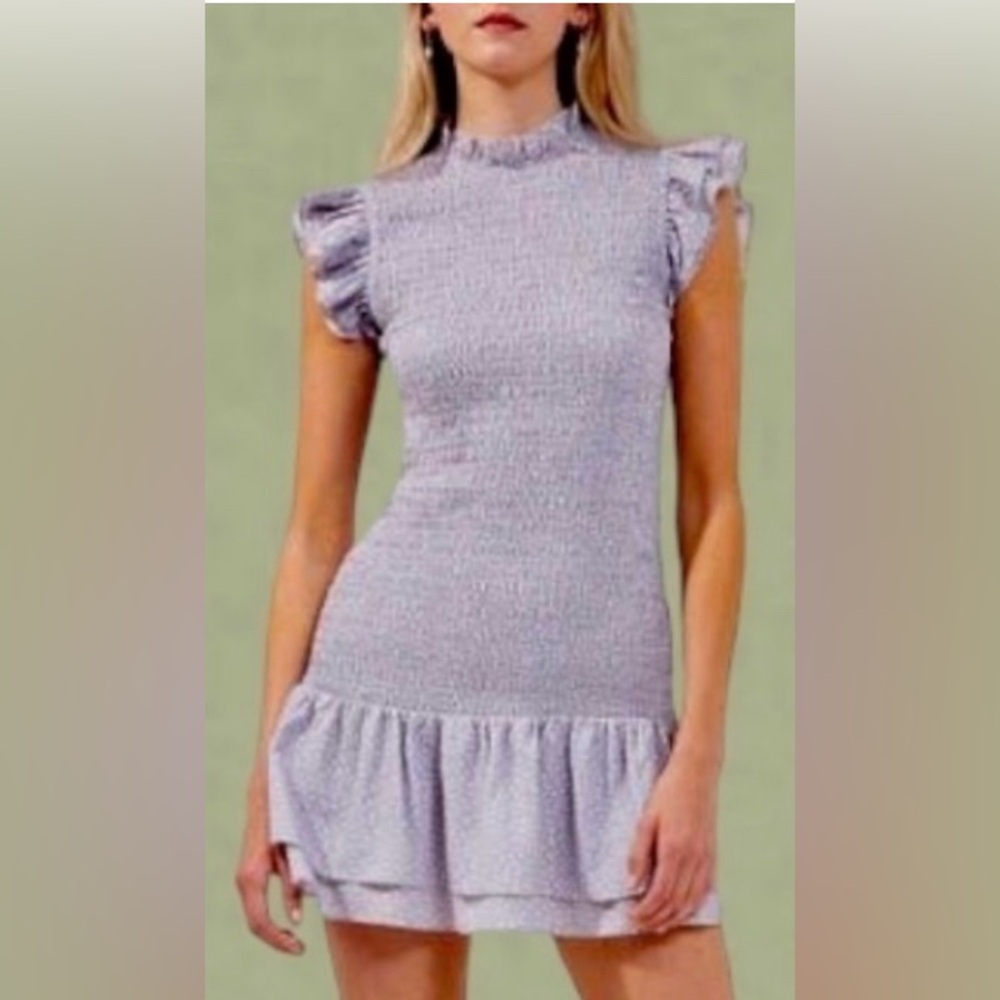 French Connection Elao Verona Crepe Mini Dress in Forget Me Not Combo